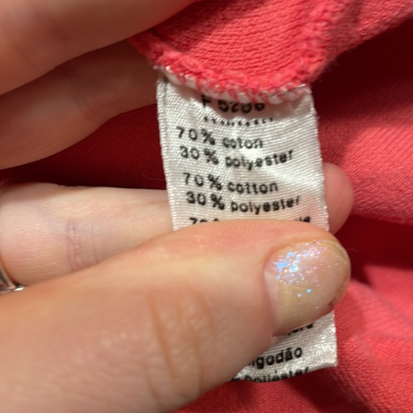 Lacoste cotton velvet zip polo. Saturated coral pink color. - Picture 3 of 3